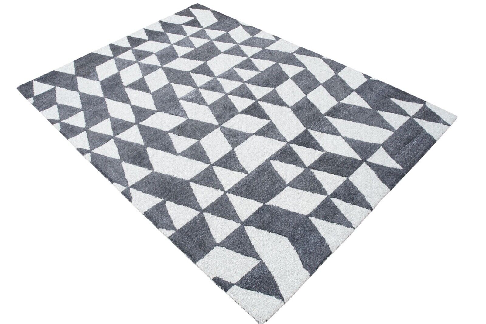 Grau Beige Teppich 100% Wolle 160X230 cm Orientteppich Handgetuftet HT267