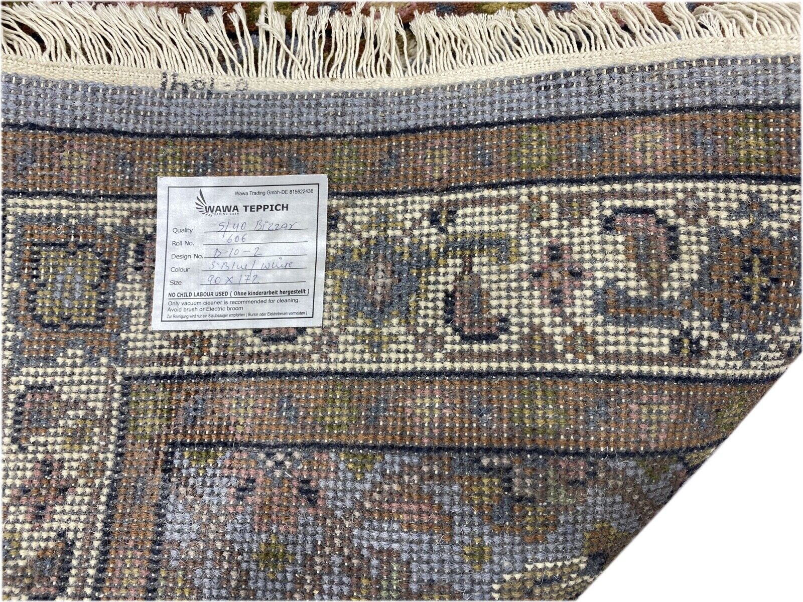 Hell Blau Teppich Wolle Handgeknüpft Orientteppich 100% Schurwolle 90X170 cm D10