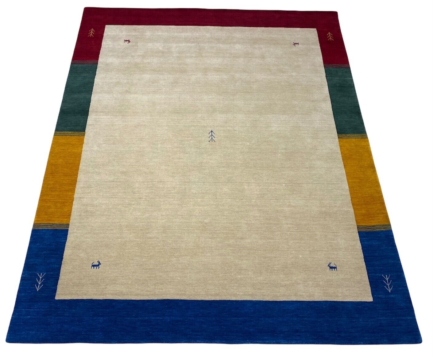 Gabbeh Teppich 100% Wolle 200x250 cm Beige Handgewebt Orientteppich Bunt WR140