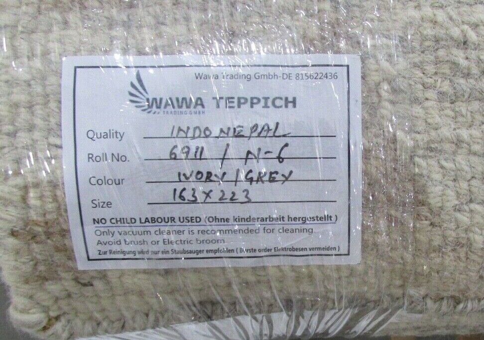 Nepal Teppich Handgeknüpft Braun Grau 100% Wolle Orientteppich 163x223 cm N6