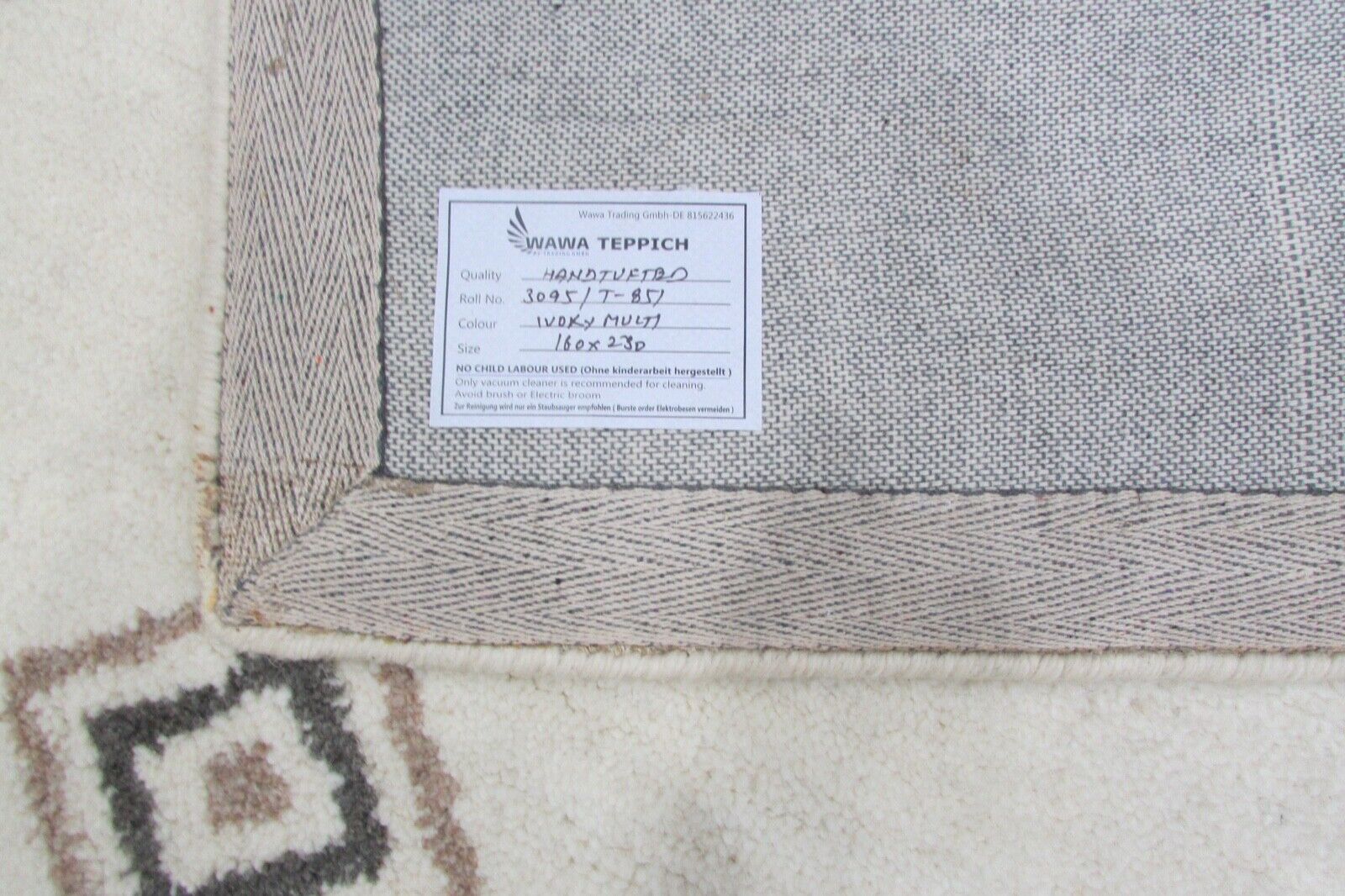 Beige brown rug, 100% wool, 160x230 cm, handmade, hand-tufted, T851