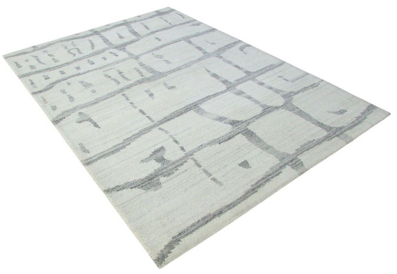 Nepal Teppich Handgeknüpft Beige Grau 100% Wolle Orientteppich 164x230 cm N66