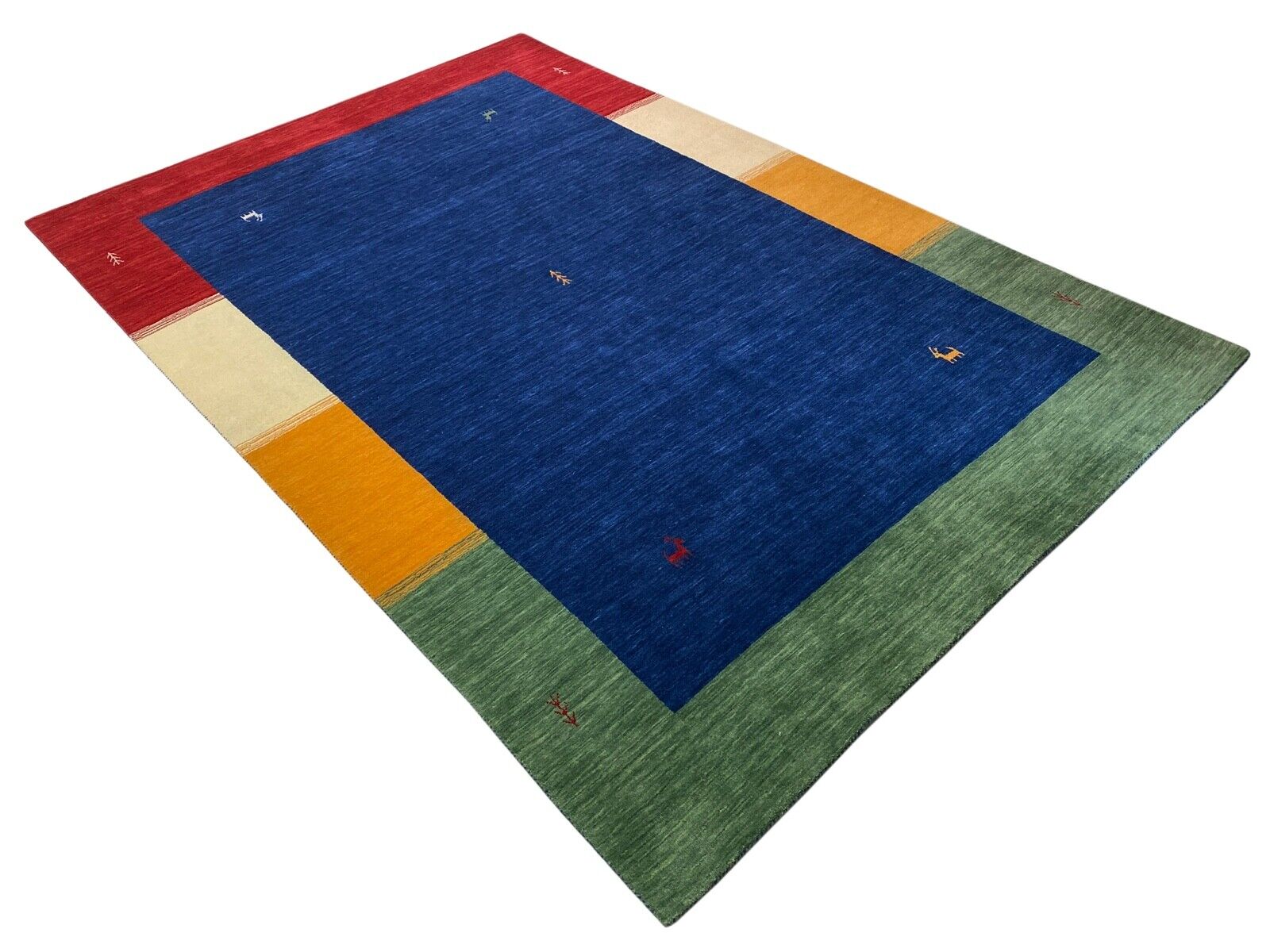 Blau Gabbeh 100% Wolle Orientteppich 120x180 cm Handgewebt loom Teppich