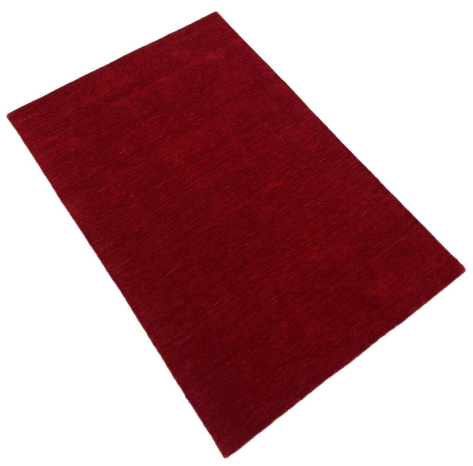 Rot Teppich 100% Wolle Gabbeh 120x180 cm Handgewebt einfarbig gefärbt G543