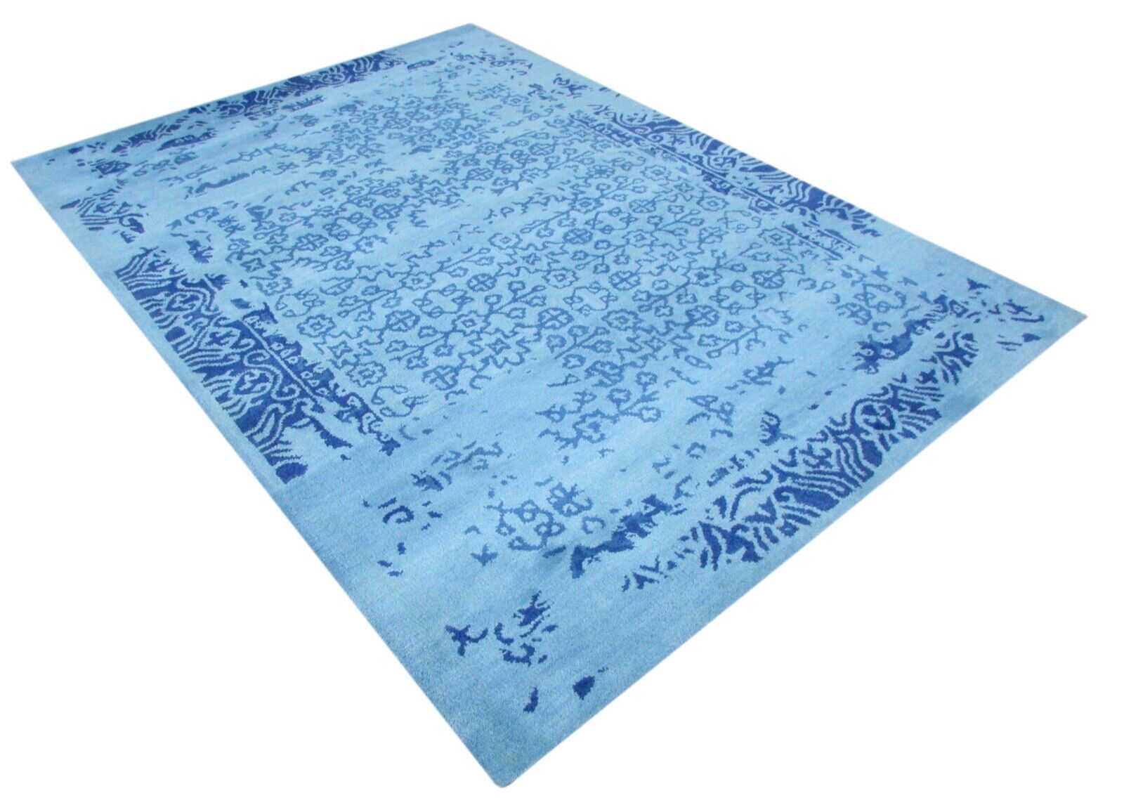 HellBlau Teppich 100% Wolle 160X230 cm Blau Orientteppich Handgetuftet T832