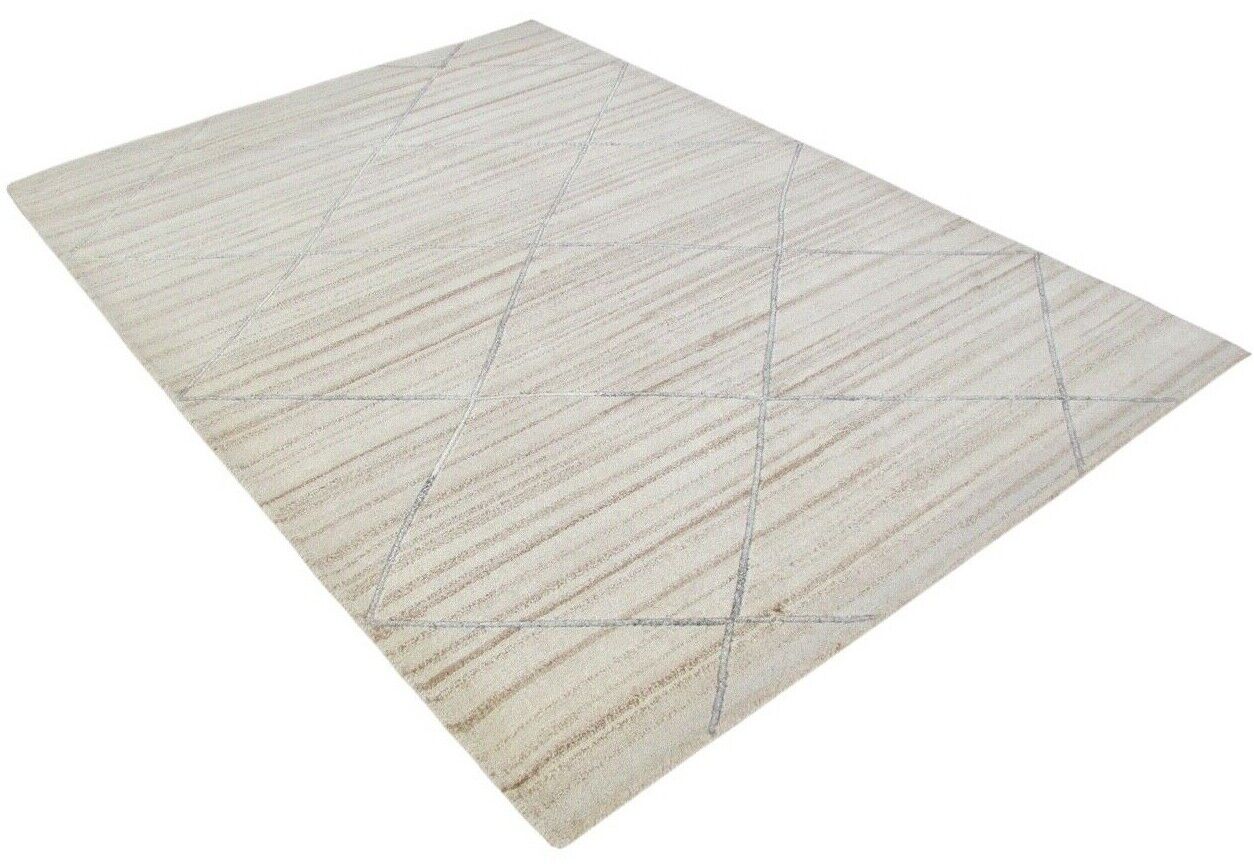 Nepal Teppich Handgeknüpft Beige Grau 100% Wolle Orientteppich 168x241 cm N-11