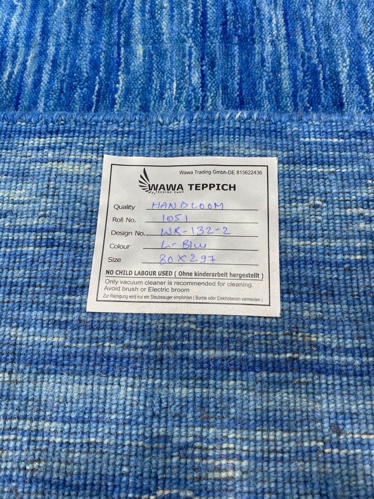 Blau Läufer Gabbeh Teppich 100% Wolle Loom Handgefertigt 80X297 cm WR132