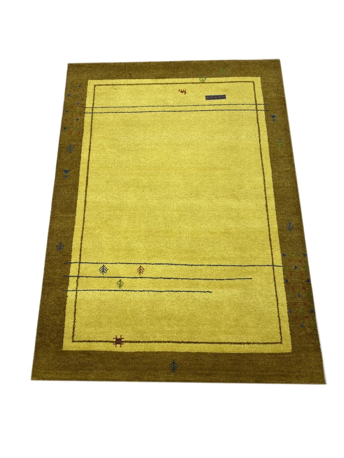 Gabbeh Teppich 100% Wolle Gold Braun Gelb Handgeknüpft 170X240 cm WR47