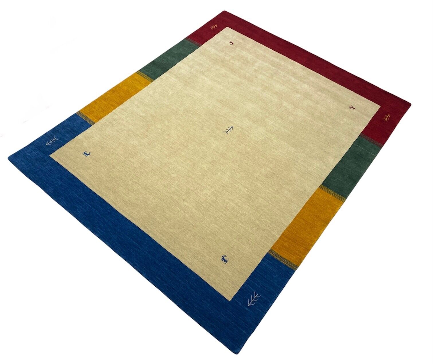 Gabbeh Teppich 100% Wolle 200x250 cm Beige Handgewebt Orientteppich Bunt WR140