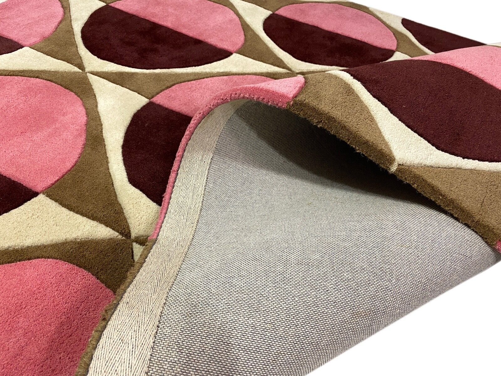 Orientteppich Rosa Schwarz Beige 100% Wolle Teppich Handgetuftet 150X240 CM D129