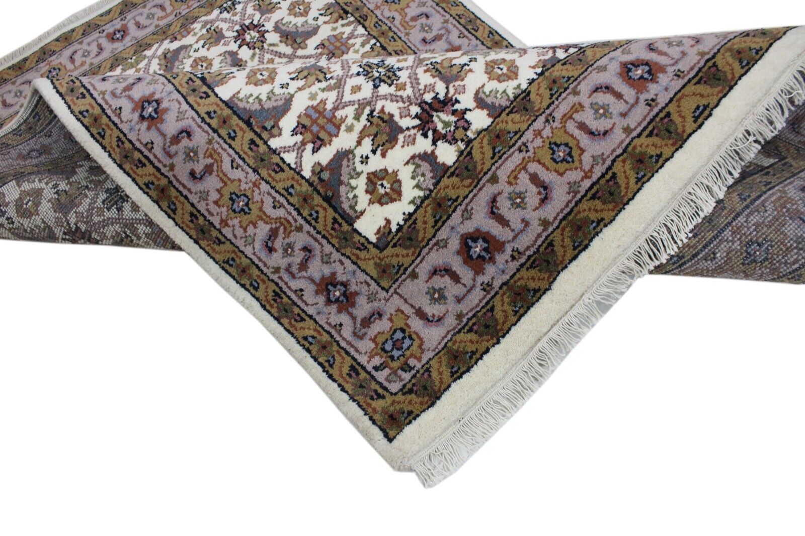 Beige Teppich Wolle Handgeknüpft Orientteppich 100% Schurwolle 120X180 cm D9