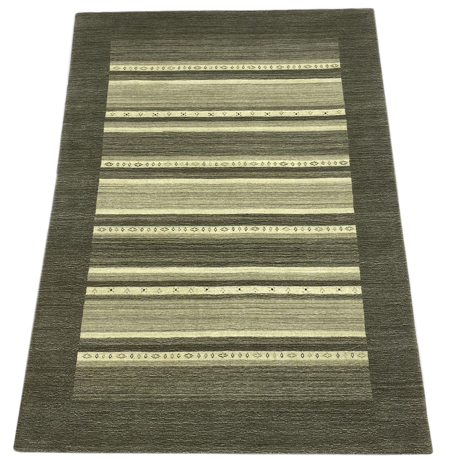 Wohnzimmer Gabbeh Teppich 100% Wolle Beige Grau 170X233 cm Handgewebt WR84