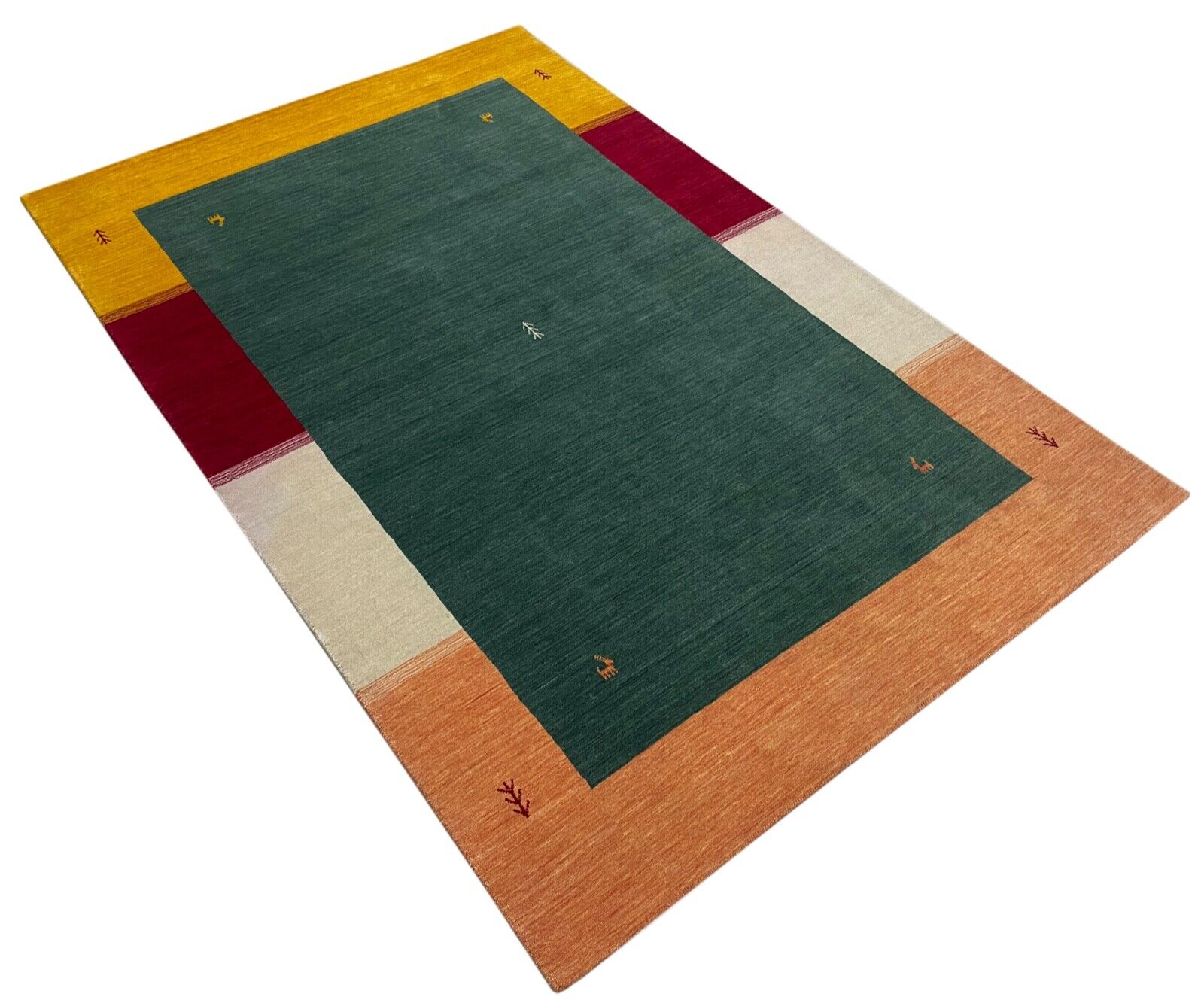 Orientteppich Gabbeh Grün Loom Teppich Handgefertigt 100% Wolle 200X300 CM