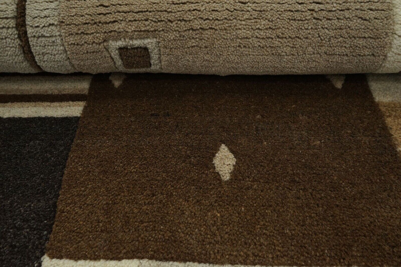 Nepal Teppich Handgeknüpft 100% Wolle Braun Beige Grau 140X197 cm N774